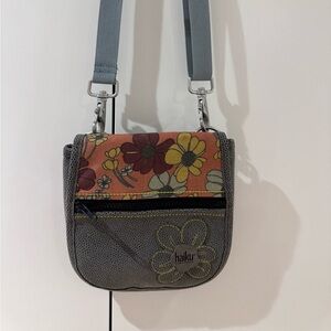 Haiku Floral Gray and Orange Crossbody Bag